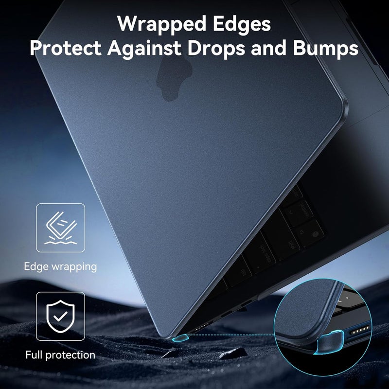 BlueSwan for MacBook Air 13 inch Case, M4 M3 M2 2026-2022 A3240 A3113 A2681, 100% Match Official Color, Scratch Resistant, Easy to Snap on, Air 13.6 Hard Shell Protective Laptop Cover, Midnight Clear - Image 3